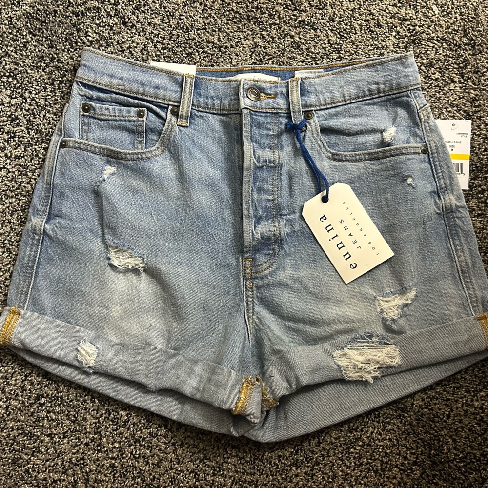 Eunina Light Blue Distressed Jean Shorts